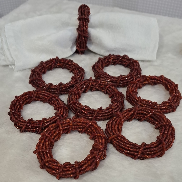 Rustic Beaded Napkin Rings Set - Picture 3 of 5